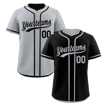 Custom Silver Black Reversible Baseball Jersey Classic Style For Youth Team Design Service