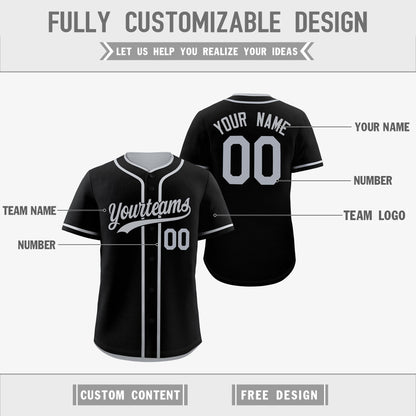 Custom Silver Black Reversible Baseball Jersey Classic Style For Youth Team Design Service
