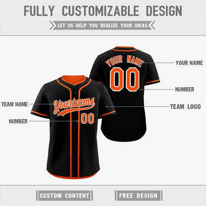Custom Orange Black Reversible Baseball Jersey Classic Style Add Team Name & Player Number Moisture-Wicking