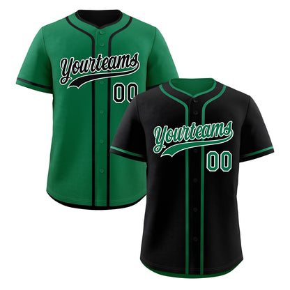 Custom Kelly Green Black Reversible Baseball Jersey Classic Style For Youth Team Design Service