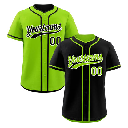 Custom Neon Green Black Reversible Baseball Jersey Classic Style For Youth Team Design Service