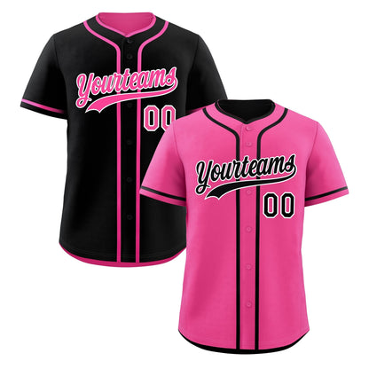 Custom Black Pink Reversible Baseball Jersey Classic Style For Youth Team Design Service