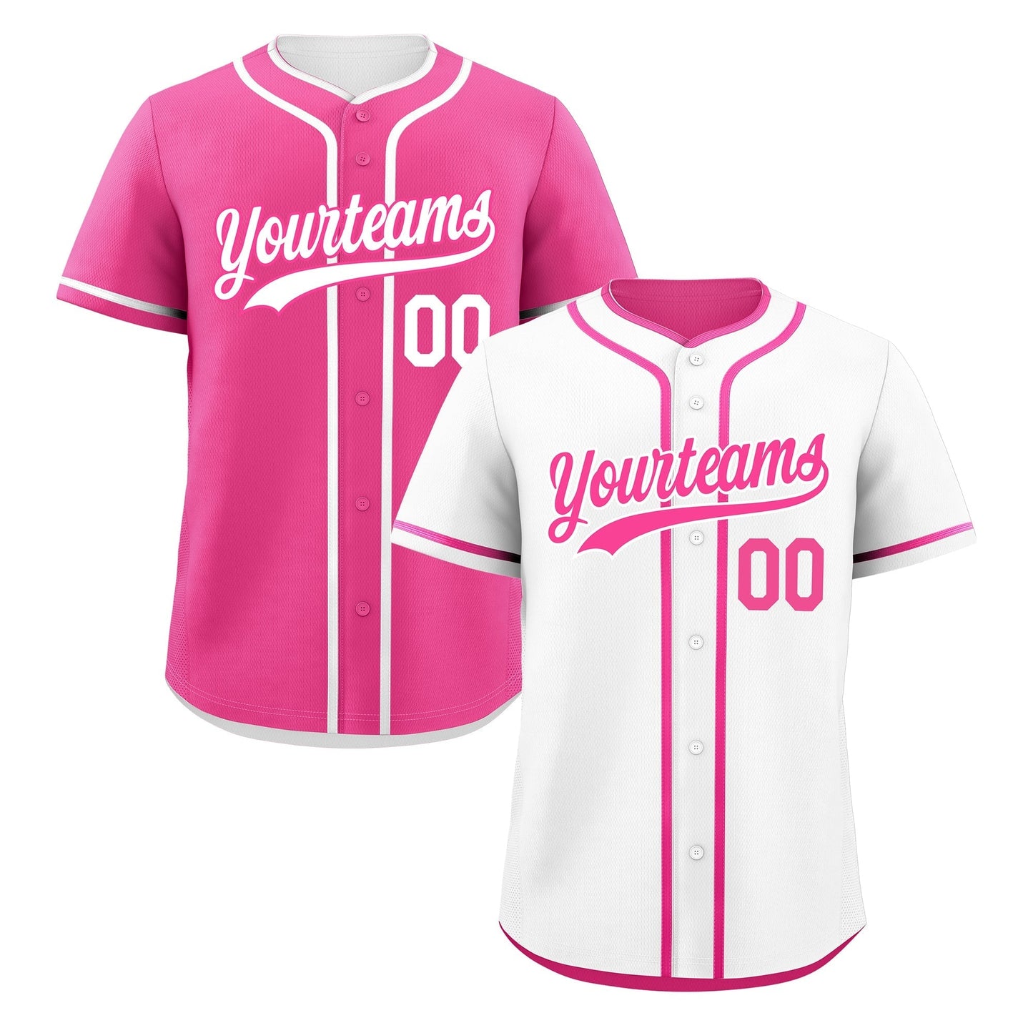 Custom Pink White Reversible Baseball Jersey Classic Style Add Team Name & Player Number Moisture-Wicking