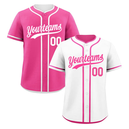 Custom Pink White Reversible Baseball Jersey Classic Style Add Team Name & Player Number Moisture-Wicking