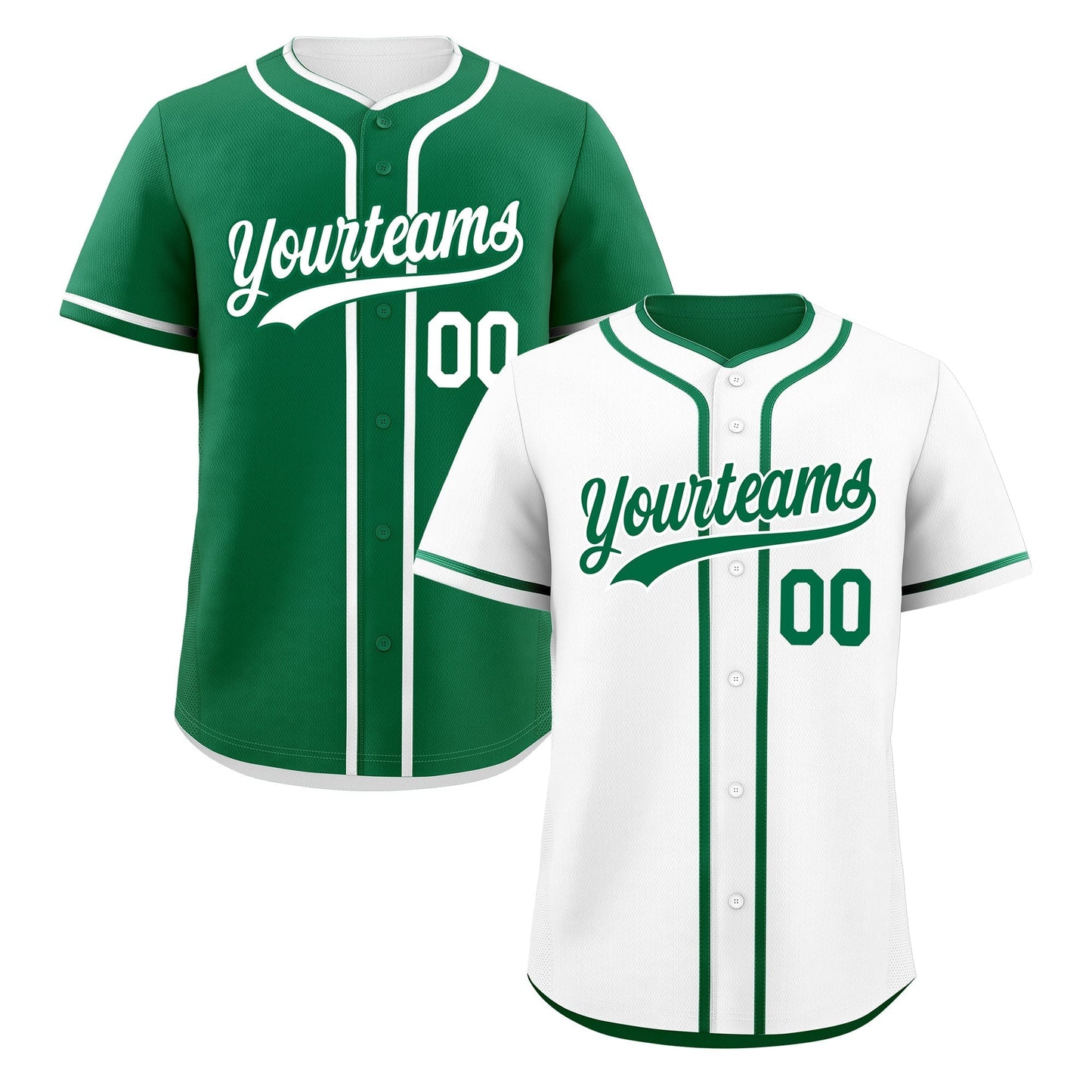 Custom Kelly Green White Reversible Baseball Jersey Classic Style For Youth Team Design Service