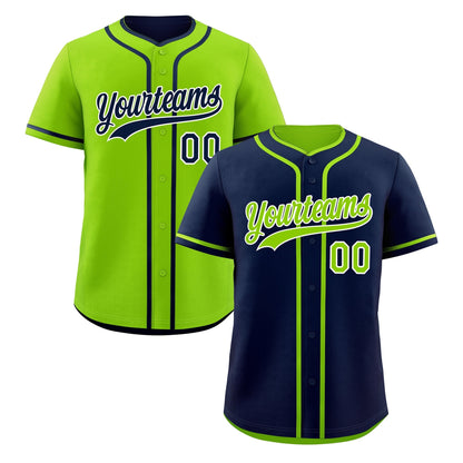 Custom Neon Green White Reversible Baseball Jersey Classic Style Add Team Name & Player Number Moisture-Wicking