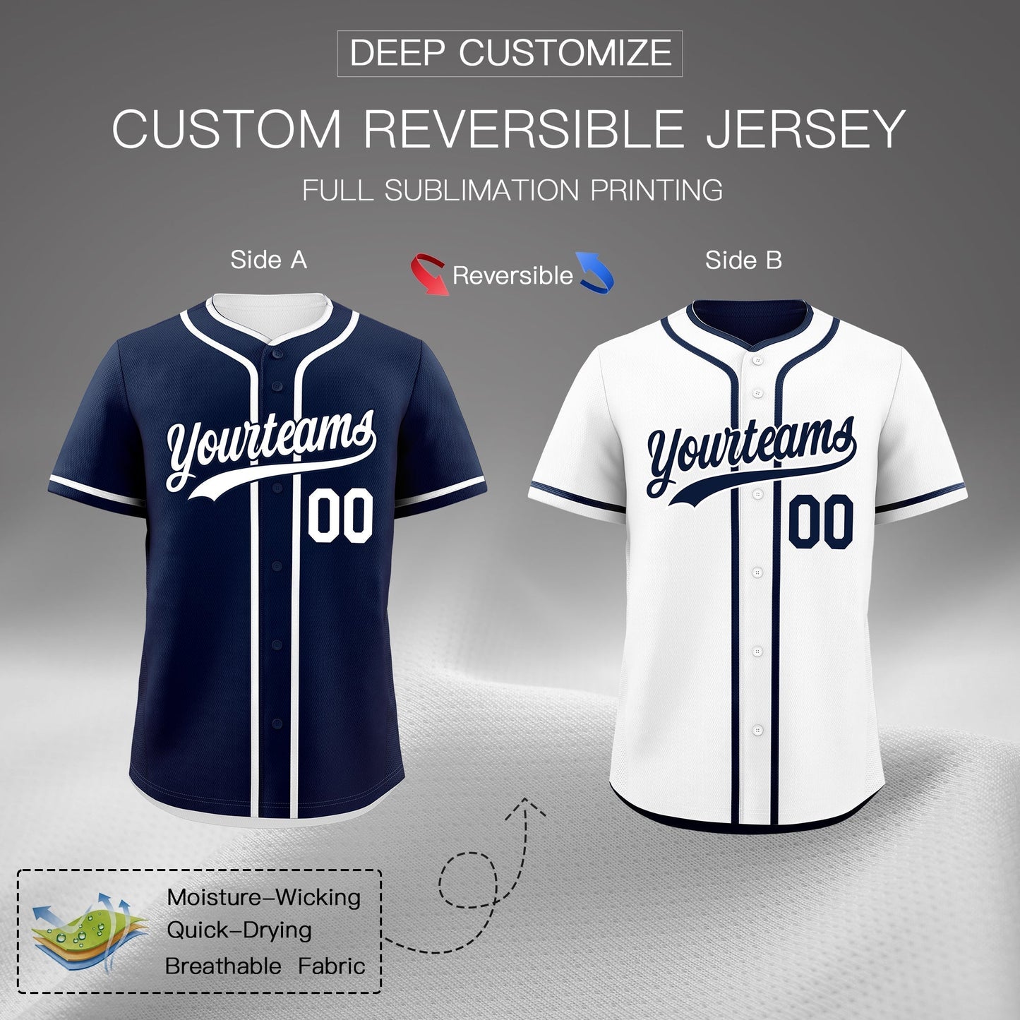 Custom White Reversible Baseball Jersey Classic Style For Youth Team Design Service