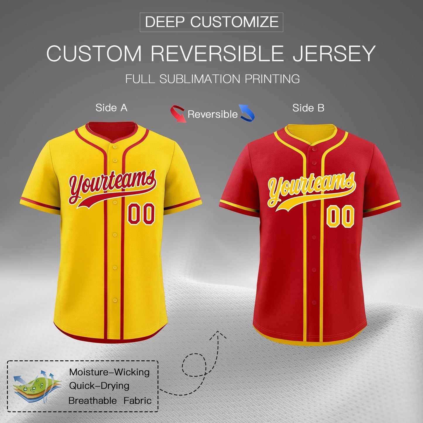 Custom Red White Reversible Baseball Jersey Classic Style For Youth Team Design Service