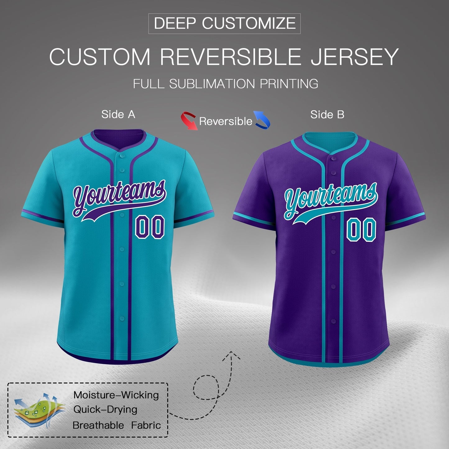 Custom Purple White Reversible Baseball Jersey Classic Style For Youth Team Design Service