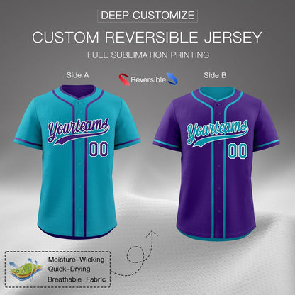 Custom Purple White Reversible Baseball Jersey Classic Style For Youth Team Design Service