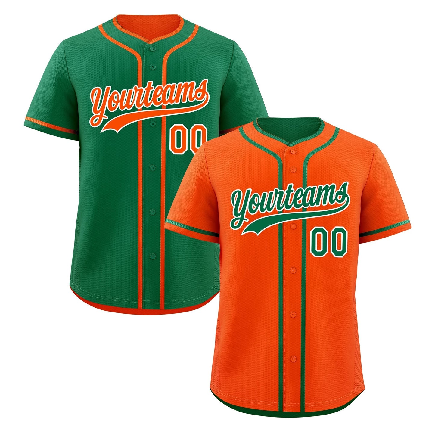 Custom Kelly Green White Reversible Baseball Jersey Classic Style Add Team Name & Player Number Moisture-Wicking
