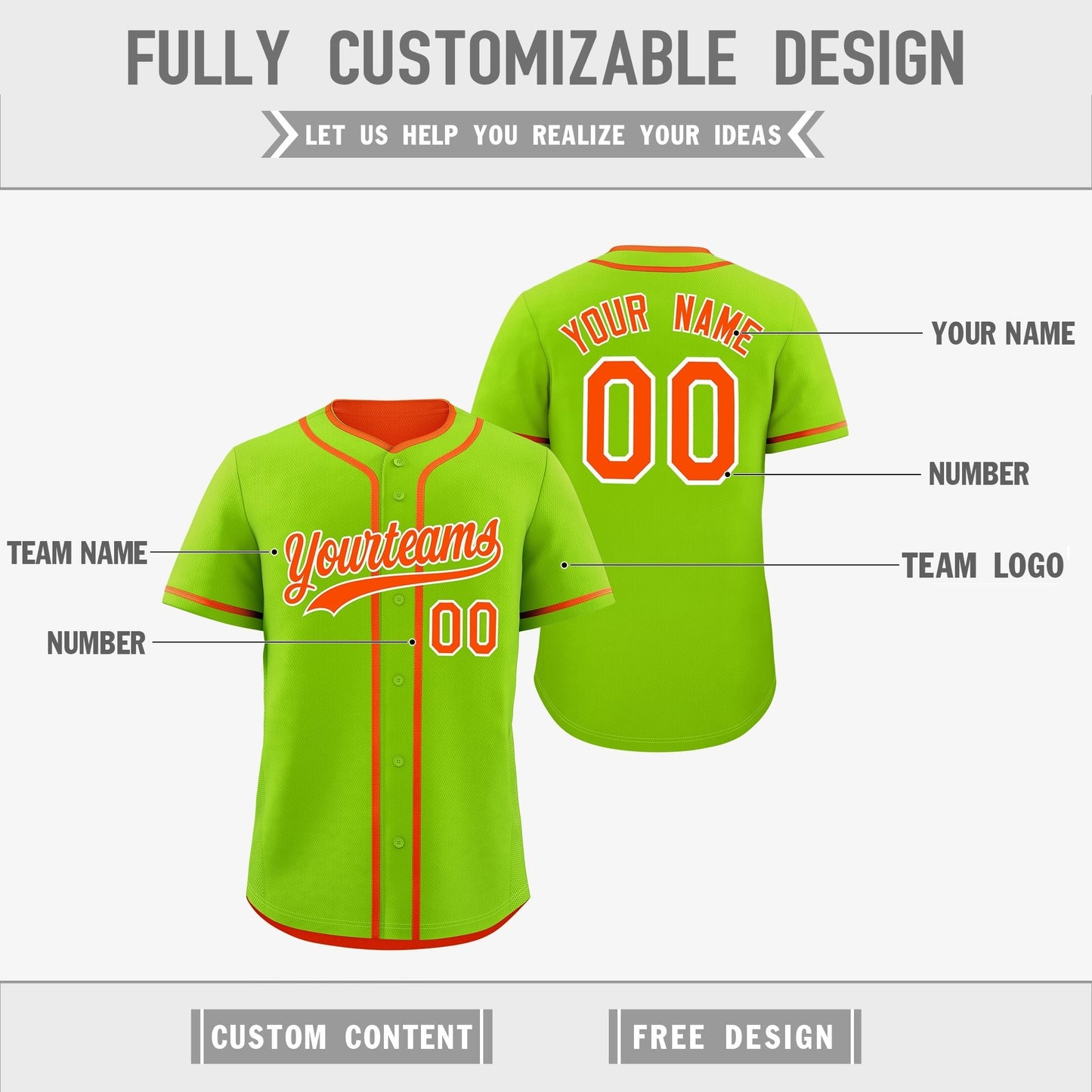 Custom Orange White Reversible Baseball Jersey Classic Style Add Team Name & Player Number Moisture-Wicking