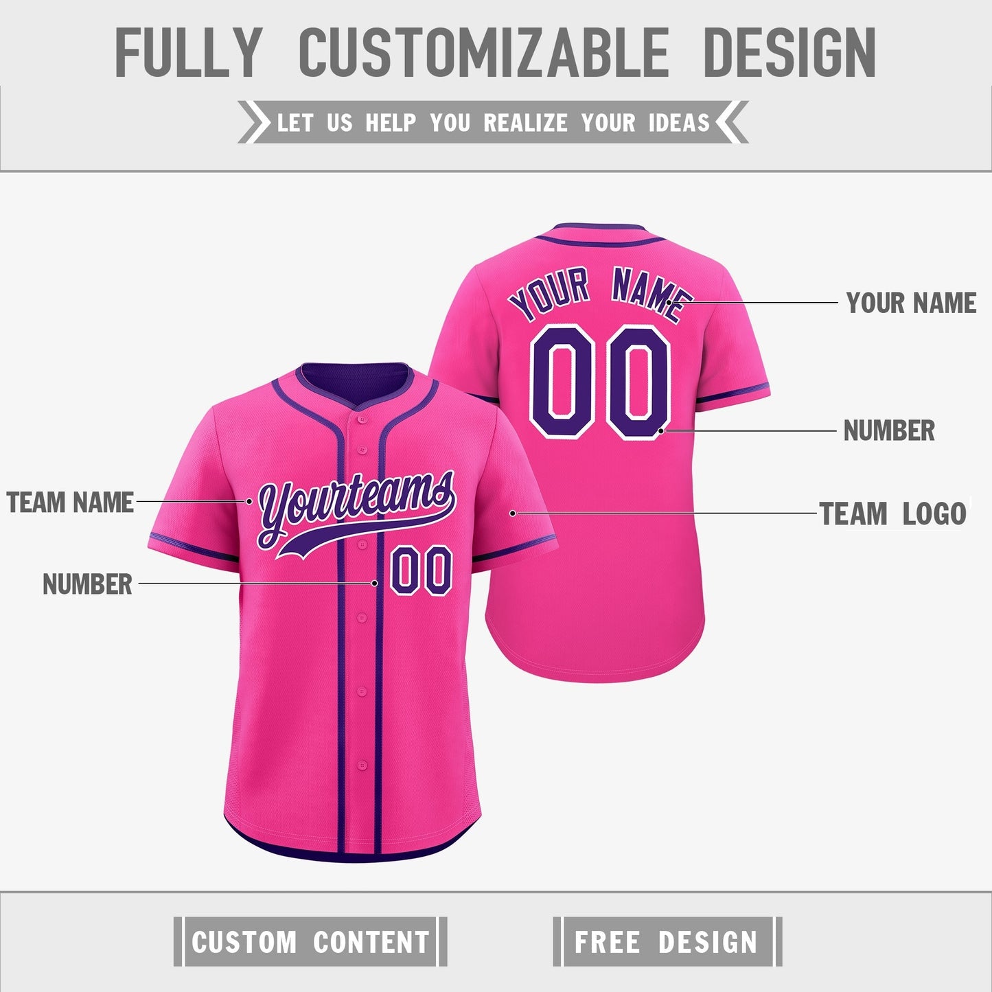Custom Purple White Reversible Baseball Jersey Classic Style Add Team Name & Player Number Moisture-Wicking
