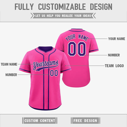Custom Purple White Reversible Baseball Jersey Classic Style Add Team Name & Player Number Moisture-Wicking