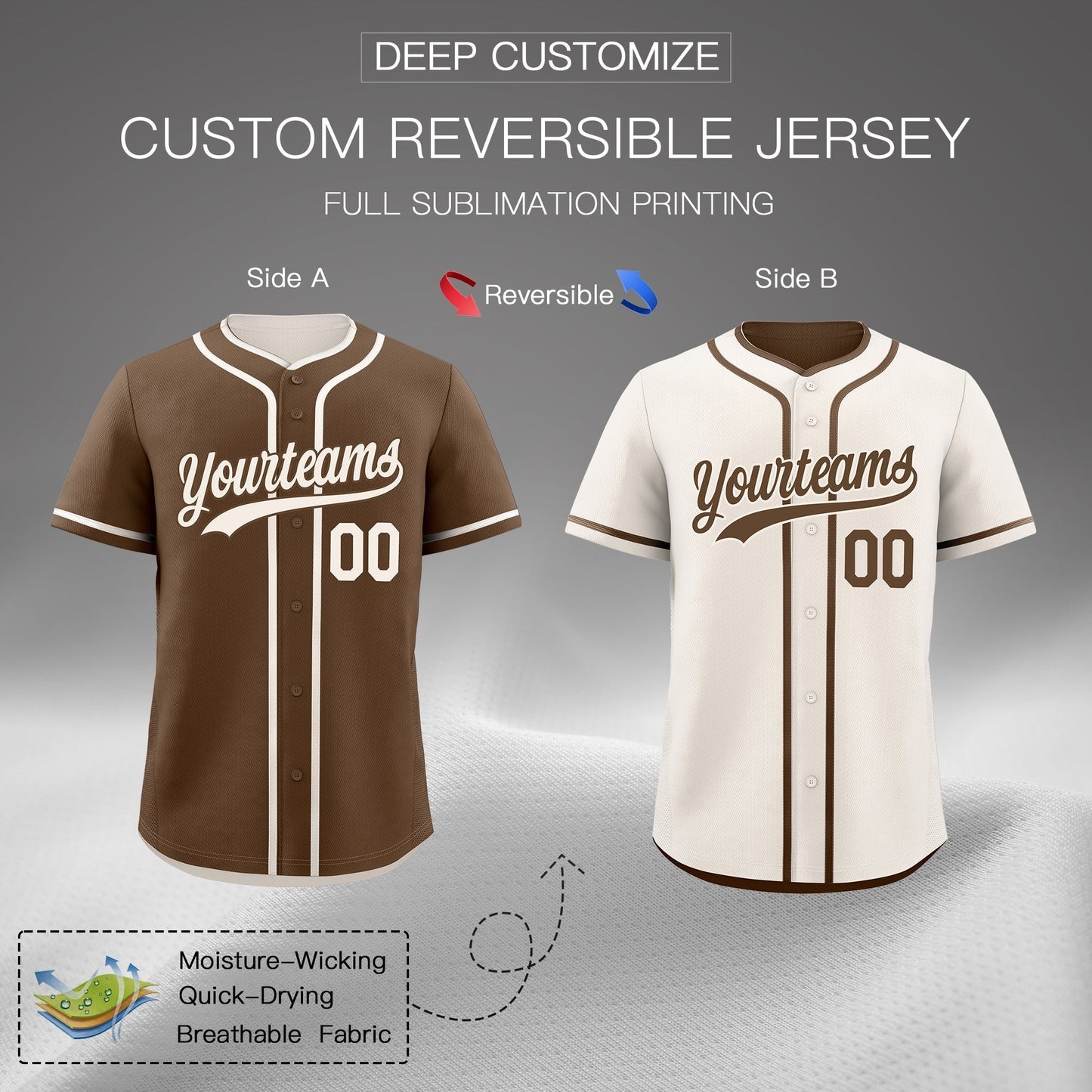 Custom Cream Reversible Baseball Jersey Classic Style For Youth Team Design Service