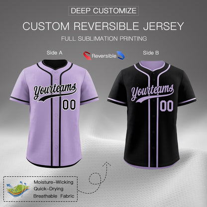 Custom Black Reversible Baseball Jersey Classic Style For Youth Team Design Service