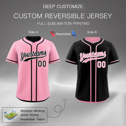 Custom Black White Reversible Baseball Jersey Classic Style For Youth Team Design Service