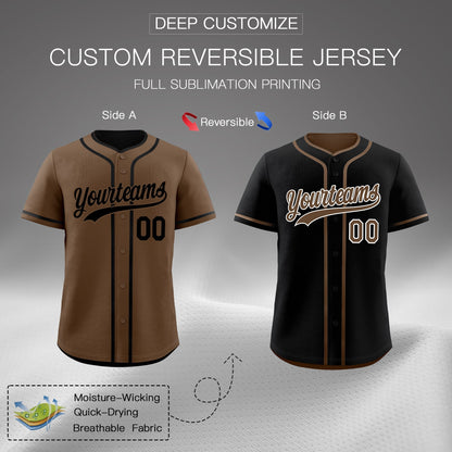 Custom Black White Reversible Baseball Jersey Classic Style Add Team Name & Player Number Moisture-Wicking