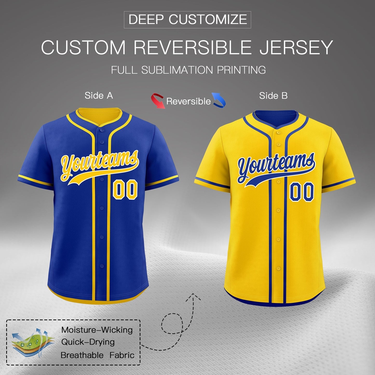 Custom Gold White Reversible Baseball Jersey Classic Style For Youth Team Design Service
