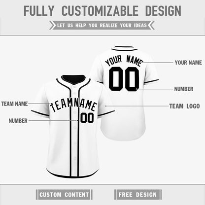 Custom Black White Reversible Baseball Jersey Classic Style For Youth Team Design Service