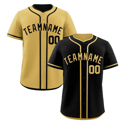 Custom Old Gold Black Reversible Baseball Jersey Classic Style Add Team Name & Player Number Moisture-Wicking