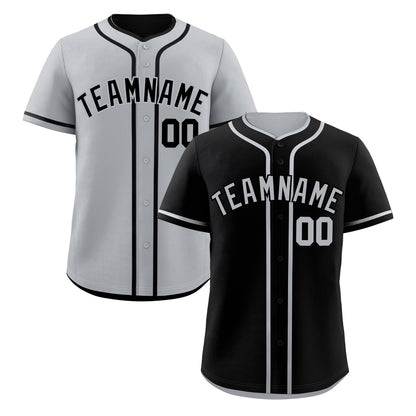 Custom Silver Black Reversible Baseball Jersey Classic Style For Youth Team Design Service
