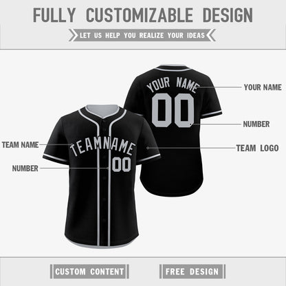 Custom Silver Black Reversible Baseball Jersey Classic Style For Youth Team Design Service