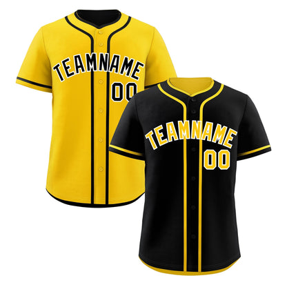 Custom Gold Black Reversible Baseball Jersey Classic Style For Youth Team Design Service