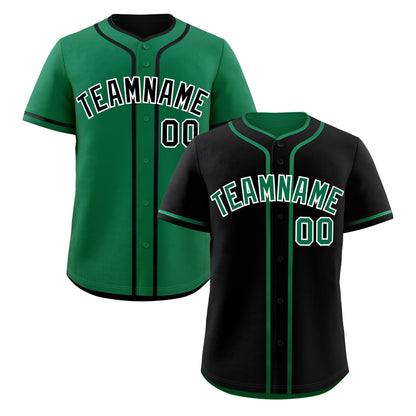 Custom Kelly Green Black Reversible Baseball Jersey Classic Style For Youth Team Design Service