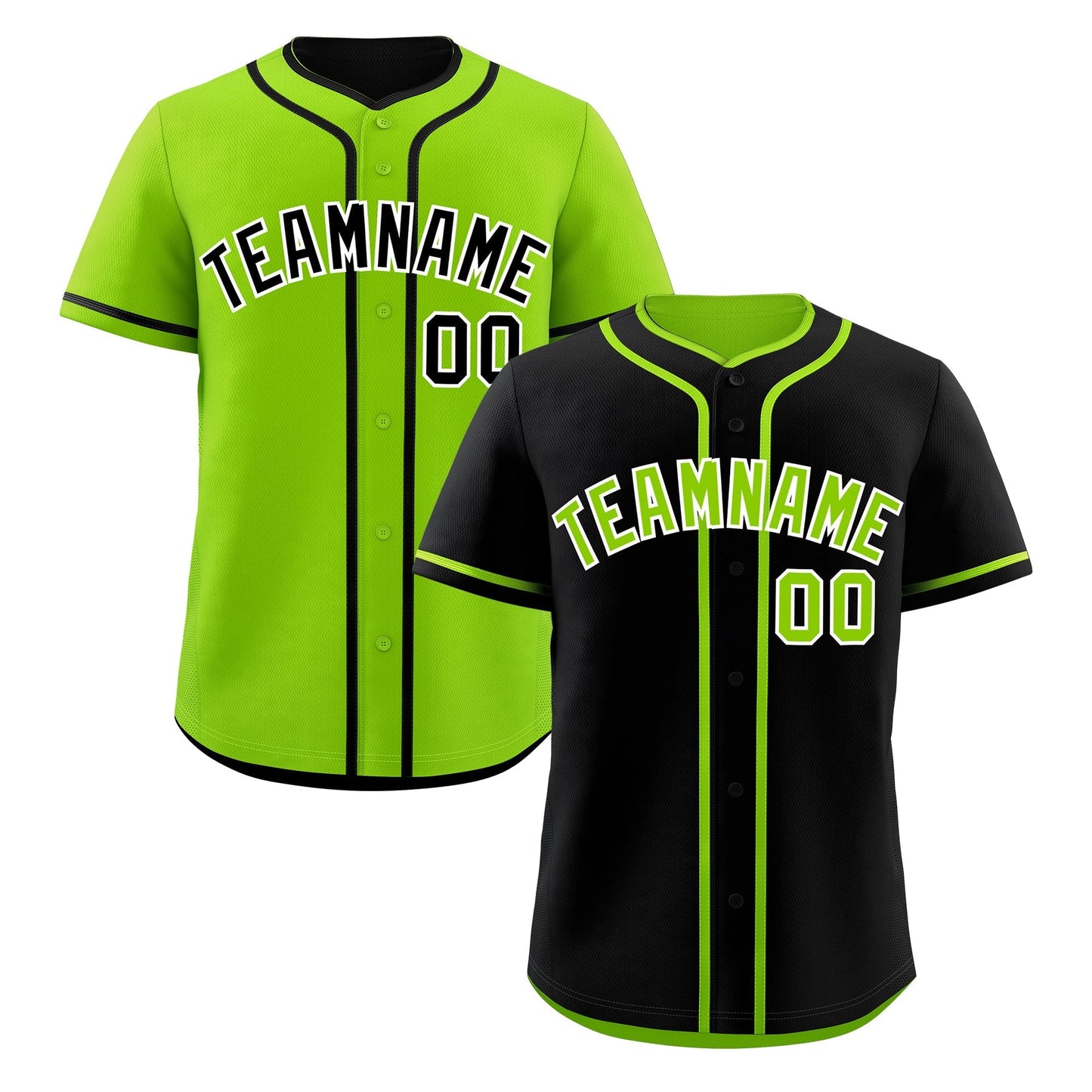 Custom Neon Green Black Reversible Baseball Jersey Classic Style For Youth Team Design Service