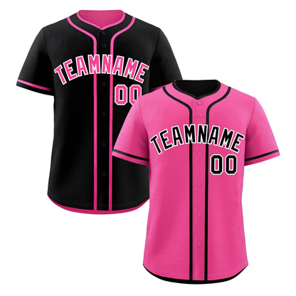 Custom Black Pink Reversible Baseball Jersey Classic Style For Youth Team Design Service