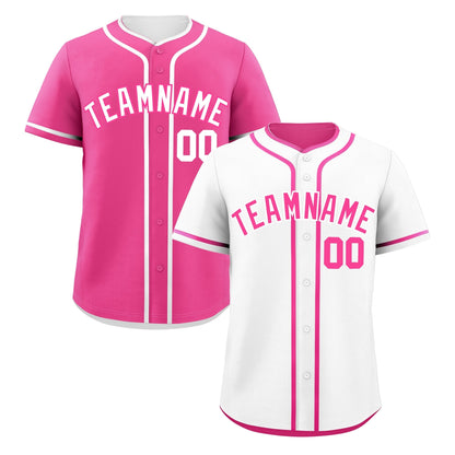Custom Pink White Reversible Baseball Jersey Classic Style Add Team Name & Player Number Moisture-Wicking
