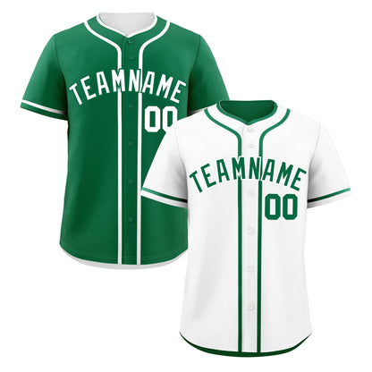 Custom Kelly Green White Reversible Baseball Jersey Classic Style For Youth Team Design Service