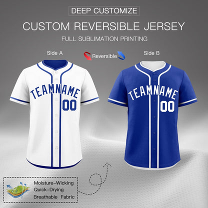Custom Royal Blue Reversible Baseball Jersey Classic Style Add Team Name & Player Number Moisture-Wicking