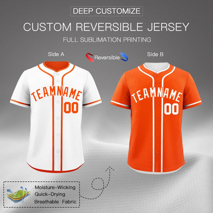 Custom Orange Reversible Baseball Jersey Classic Style For Youth Team Design Service