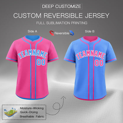 Custom Powder Blue White Reversible Baseball Jersey Classic Style For Youth Team Design Service