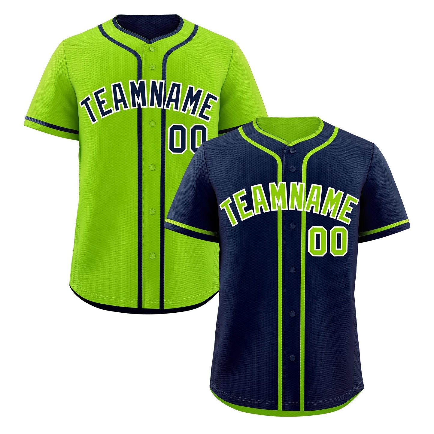 Custom Neon Green White Reversible Baseball Jersey Classic Style Add Team Name & Player Number Moisture-Wicking