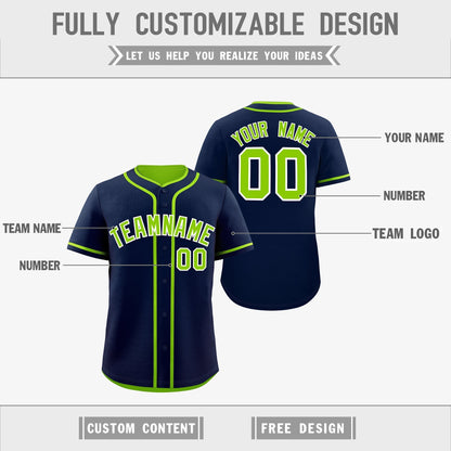 Custom Neon Green White Reversible Baseball Jersey Classic Style Add Team Name & Player Number Moisture-Wicking