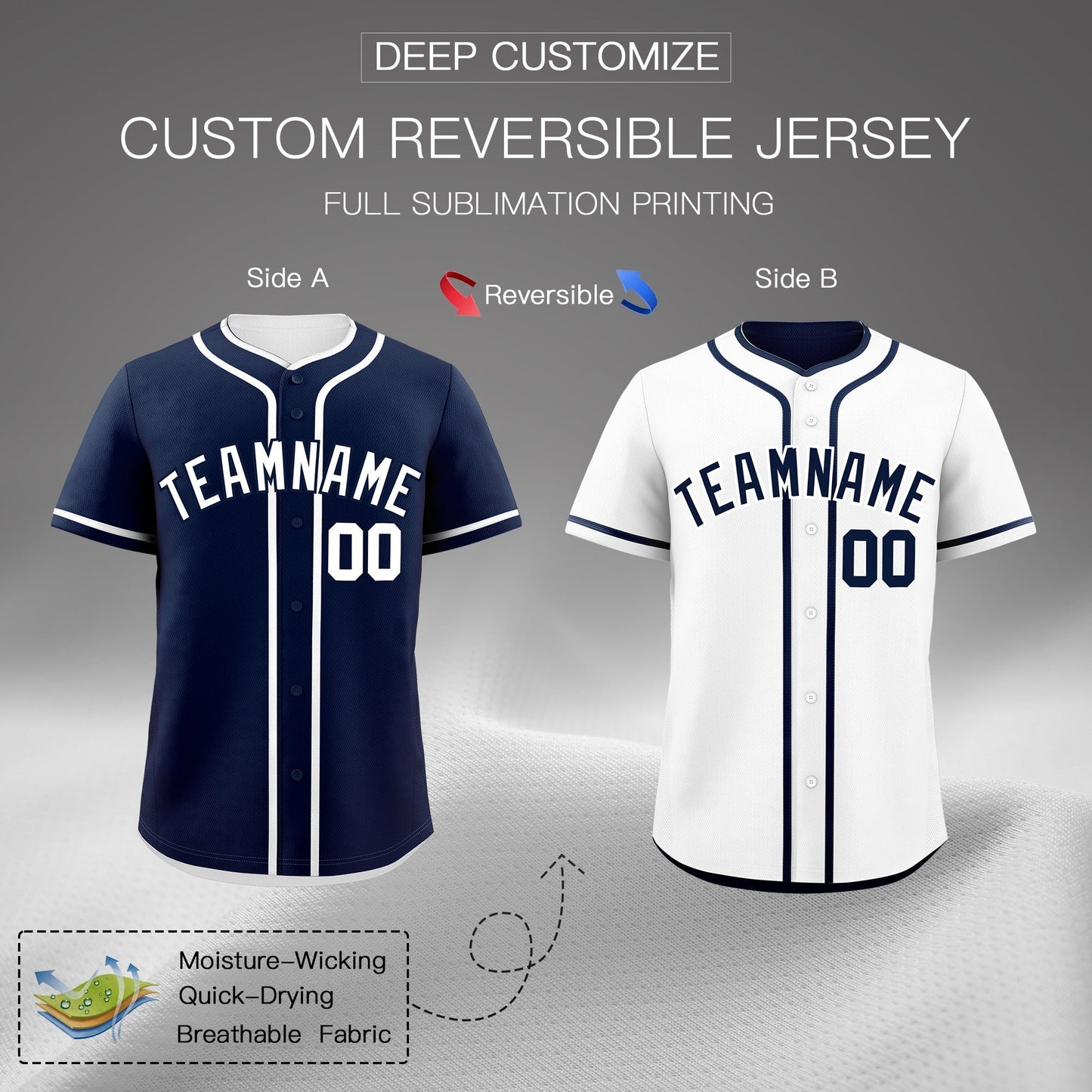 Custom White Reversible Baseball Jersey Classic Style For Youth Team Design Service