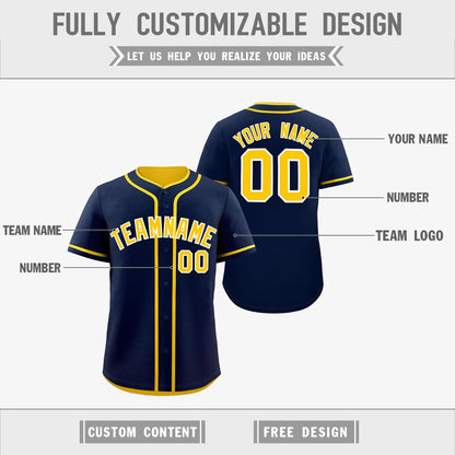 Custom Gold White Reversible Baseball Jersey Classic Style Add Team Name & Player Number Moisture-Wicking
