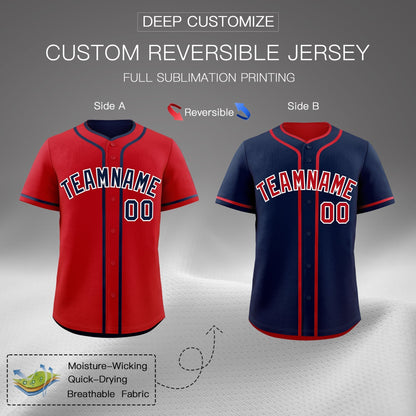 Custom Navy White Reversible Baseball Jersey Classic Style Add Team Name & Player Number Moisture-Wicking