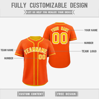Custom Gold White Reversible Baseball Jersey Classic Style Add Team Name & Player Number Moisture-Wicking