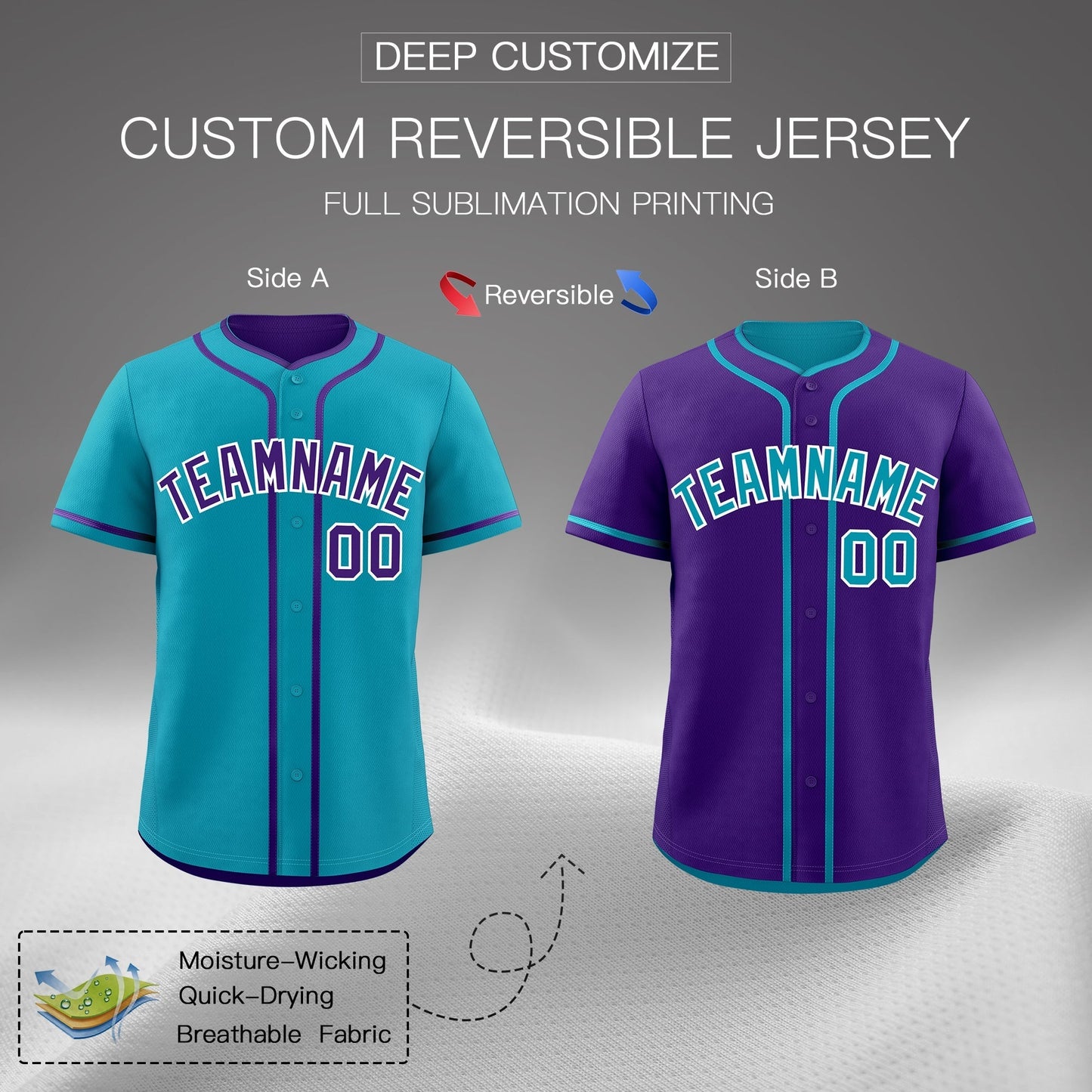 Custom Purple White Reversible Baseball Jersey Classic Style For Youth Team Design Service