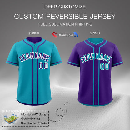 Custom Purple White Reversible Baseball Jersey Classic Style For Youth Team Design Service