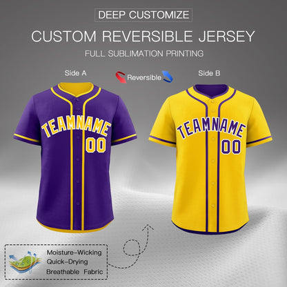 Custom Gold White Reversible Baseball Jersey Classic Style For Youth Team Design Service