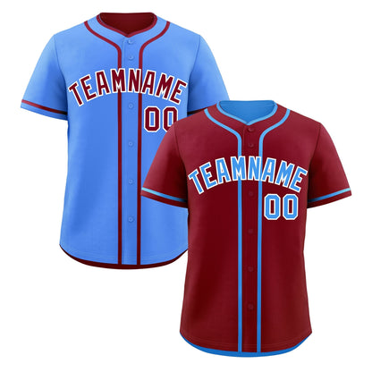 Custom Powder Blue White Reversible Baseball Jersey Classic Style Add Team Name & Player Number Moisture-Wicking