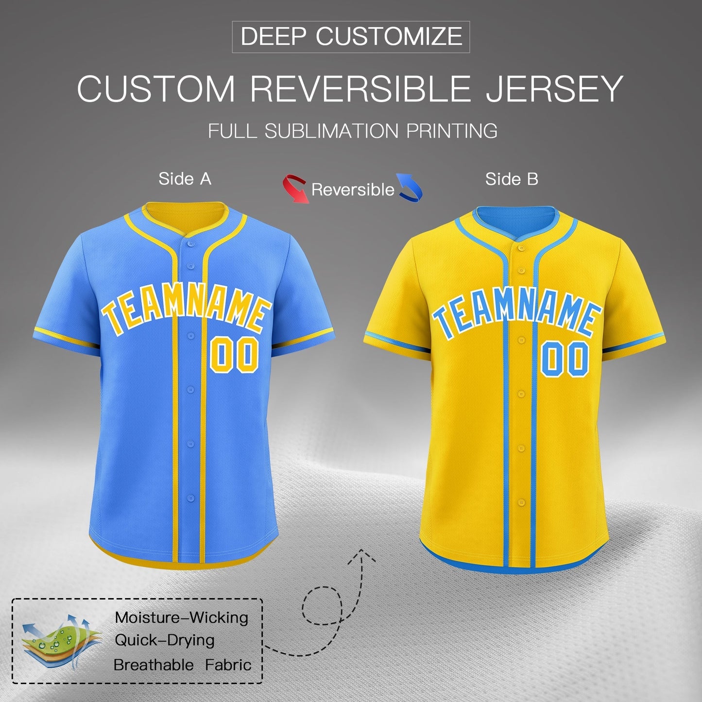 Custom Gold White Reversible Baseball Jersey Classic Style For Youth Team Design Service