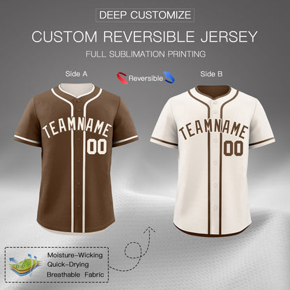Custom Cream Reversible Baseball Jersey Classic Style For Youth Team Design Service