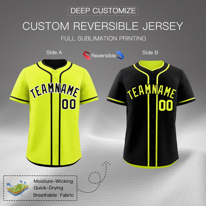 Custom Black Reversible Baseball Jersey Classic Style Add Team Name & Player Number Moisture-Wicking