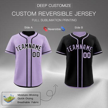 Custom Black Reversible Baseball Jersey Classic Style For Youth Team Design Service